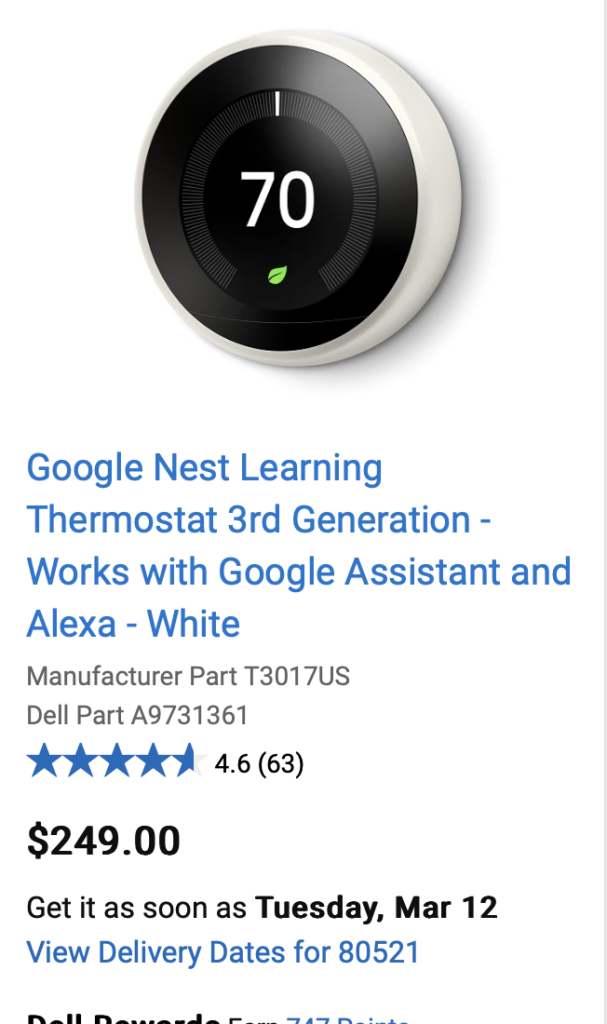 Screenshot Nest Thermostat